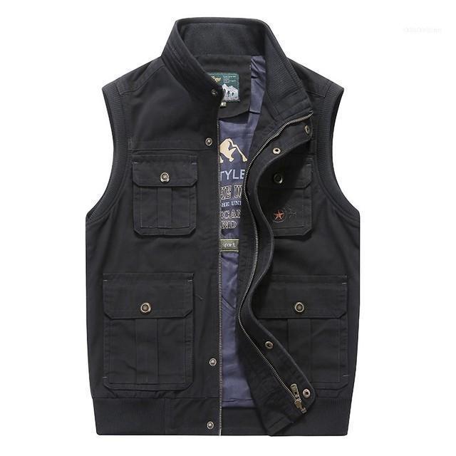 

Plus Big Size 6XL 7XL 8XL Clothing Autumn Mens Vests Sleeveless Jacket Cotton Casual Multi Pocket Vest Male Waistcoat Coat1, Army green