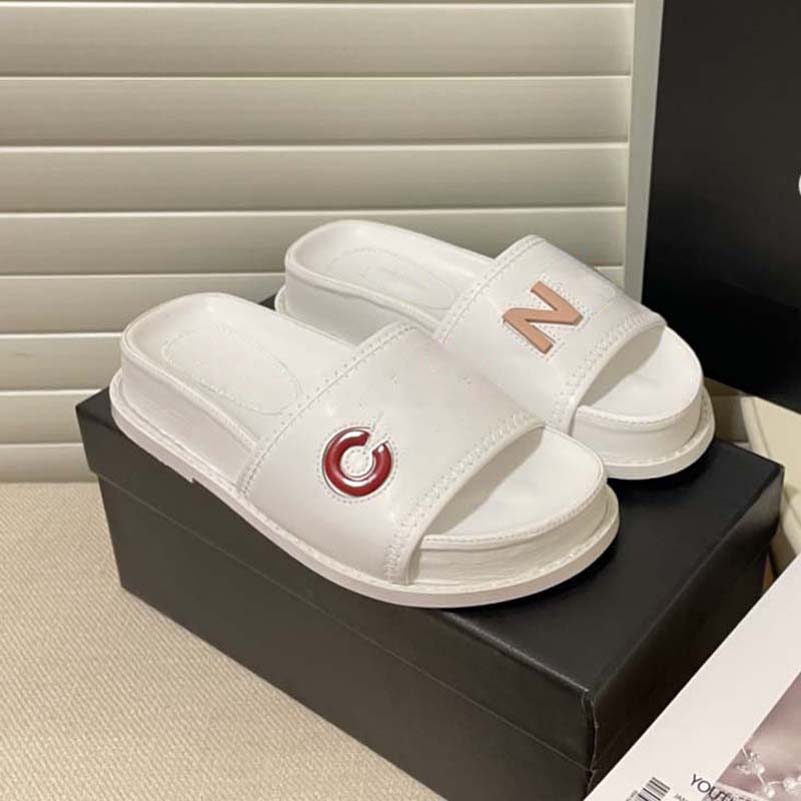 

woman slippers fashion Beach Thick bottom slippers platform Alphabet lady Sandals Leather High heel slippers 014, #5