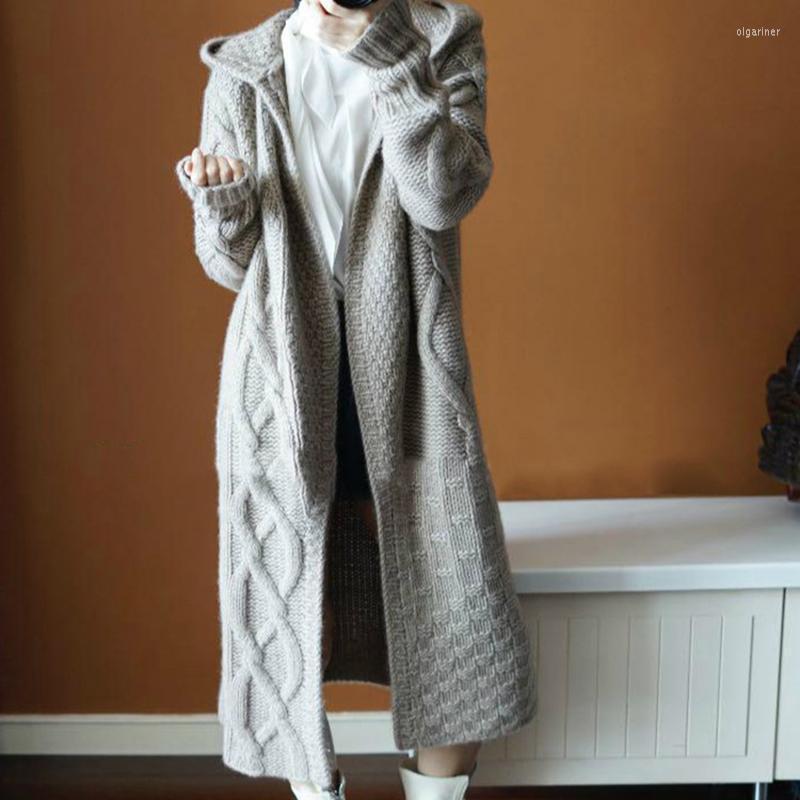 

Women's Knits & Tees Woman Sweater Cardigan Long Tops Fall Winter 2022 Knitted Jackets Casual Hooded Loose Black Coat Vintage BohoWomen's Ol