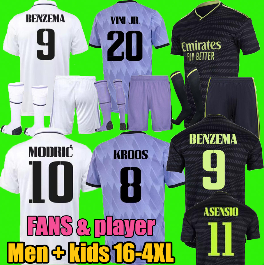 

2023 BENZEMA Finals soccer jersey 22 23 football shirt Real Madrids CAMAVINGA ALABA MODRIC VALVERDE Fourth uniforms VINI JR TCHOUAMENI men kids, Fans