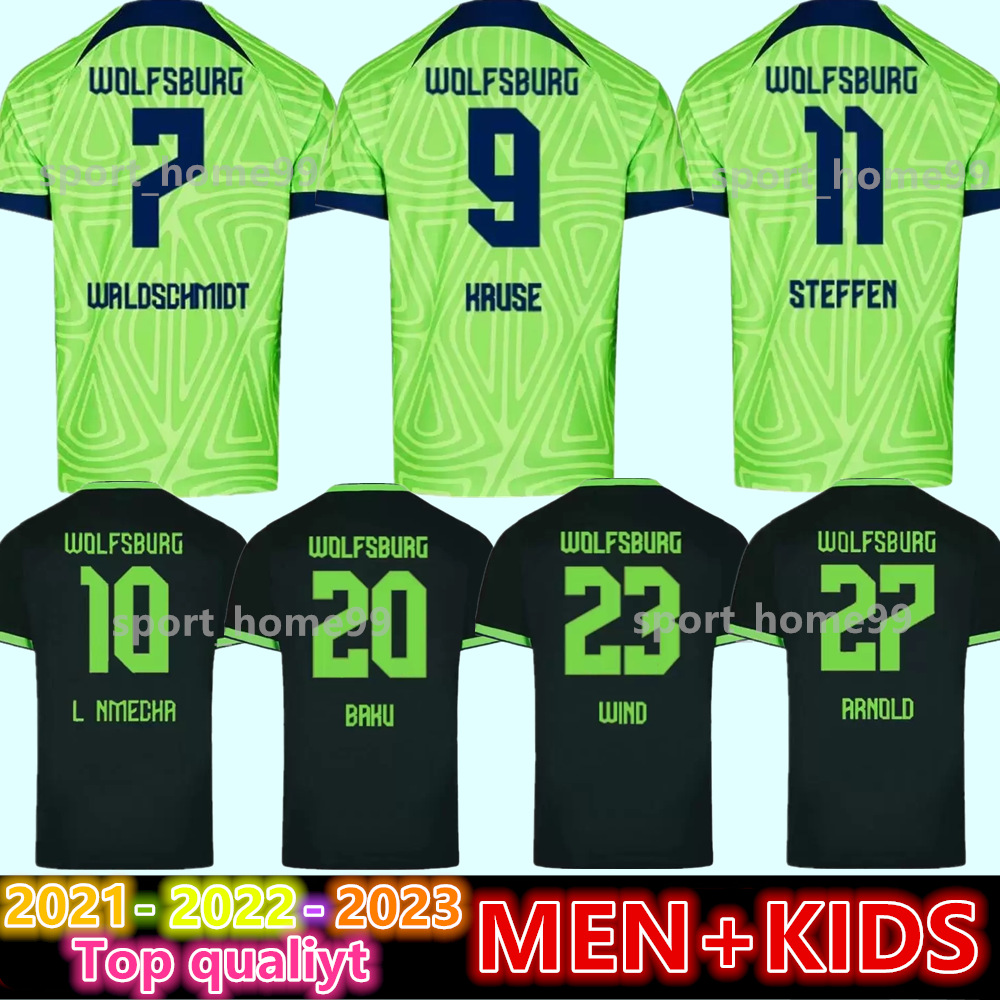 

New 2022 2023 Wolfsburg Soccer Jerseys STEFFEN KRUSE ARNOLD L.NMECHA BAKU WIND ARNOLD WALDSCHMIDT 22 23 Home Away Football Shirt adult Men Kids kit uniform, 22/23 adult-away