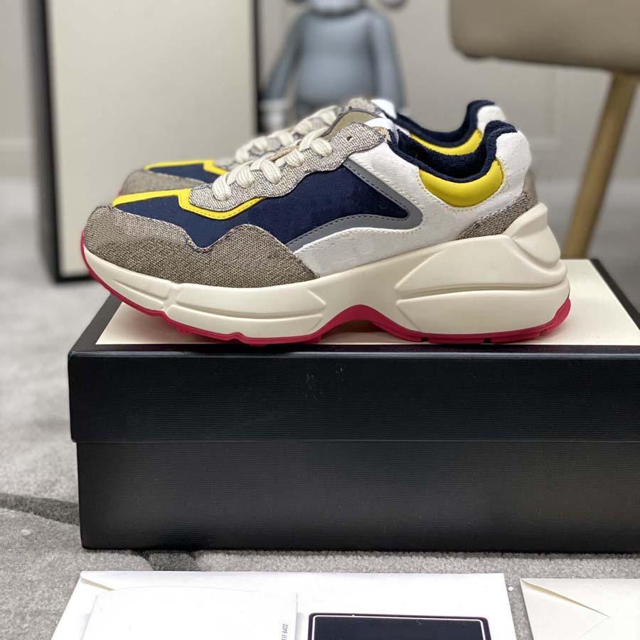 

durable casual man and women shoes Rhyton Sneakers Beige Trainers Vintage Luxury Chaussures Ladies Shoe Designers Sneaker with box size, #12