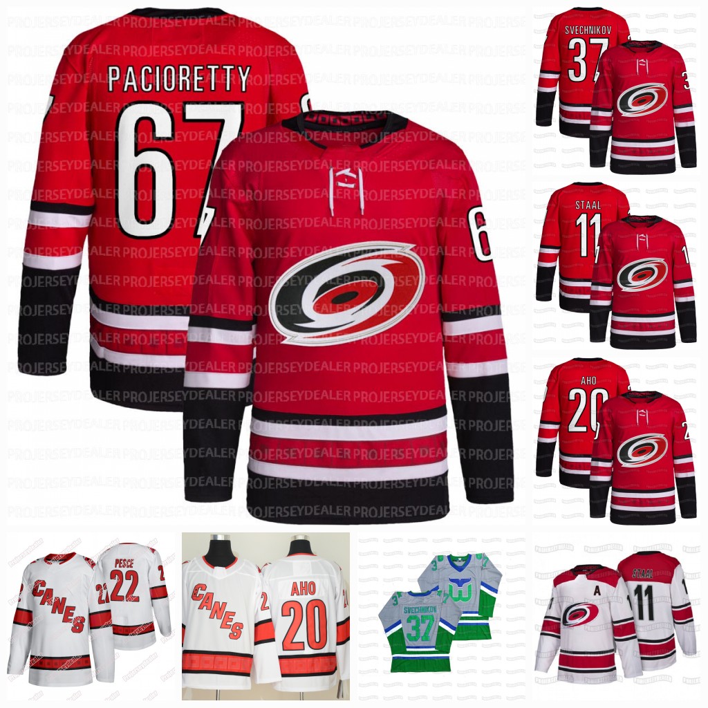 

67 Max Pacioretty Hurricanes Andrei Svechnikov 2022 Jersey Ondrej Kase Sebastian Aho Martin Necas Teuvo Teravainen Brent Burns Kotkaniemi Staal, 2021 reverse retro w