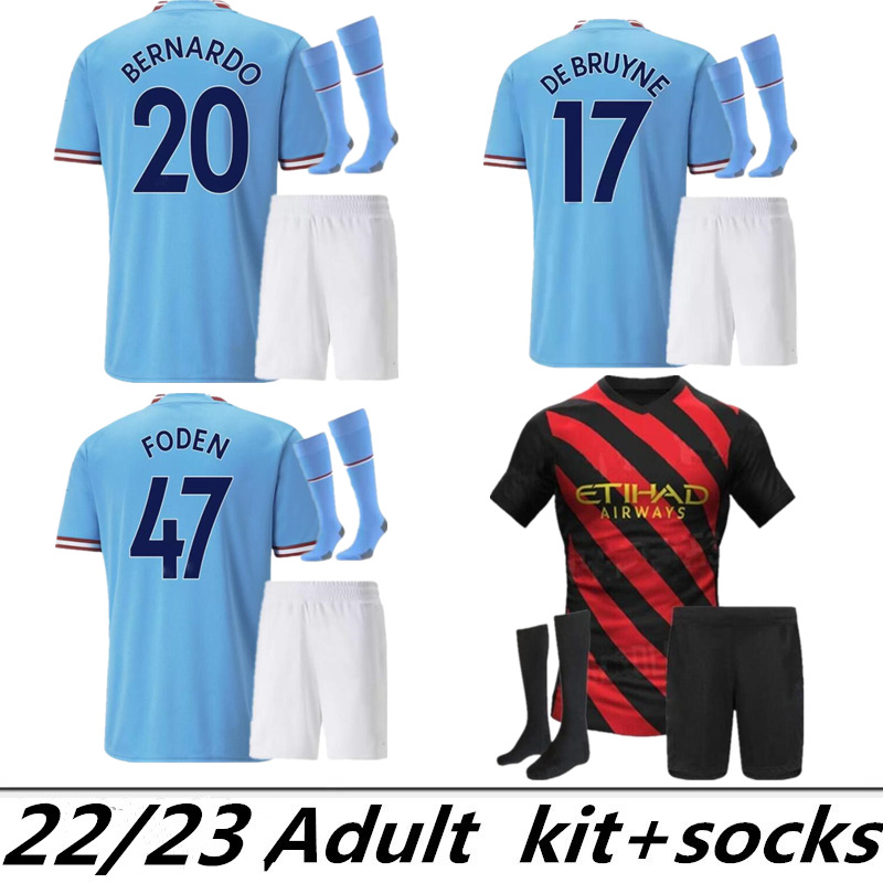 2022 adult kit 22 23 HAALAND GREALISH soccer jersey G. JESUS STERLING FERRAN DE BRUYNE FODEN MANS CITIES 2022 2023 MAHREZ football shirt men socks