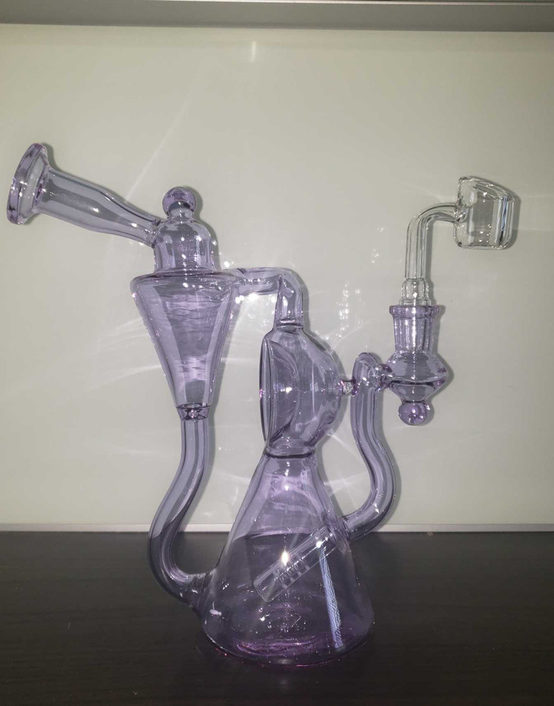 

8.8 inchs Recycler Bong Hookahs Heady Dab Rigs Big Glass Water Bongs Smoking Pipes Oil Rigs Unique With 14mm banger