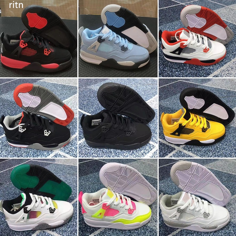 

2022 Children athletic Basketball shoes 4s Boys Girls IV Training Sneakers Youth Kids Sports Sneakers size 28-35, Standard size