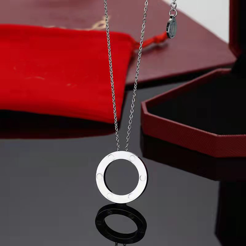 

Designer love Diamond necklace long necklaces for women fashion Jewelry Valentine's Day Gift Luxury Titanium Pendants lovers chain round Luxus-Halskette with box