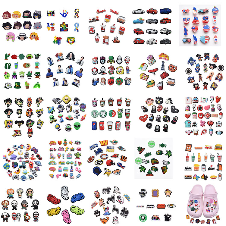 

in stock Pvc Cartoon Croc Charms Shoe Decoration Buckle Accessories Clog Pins Charm Buttons wholesale