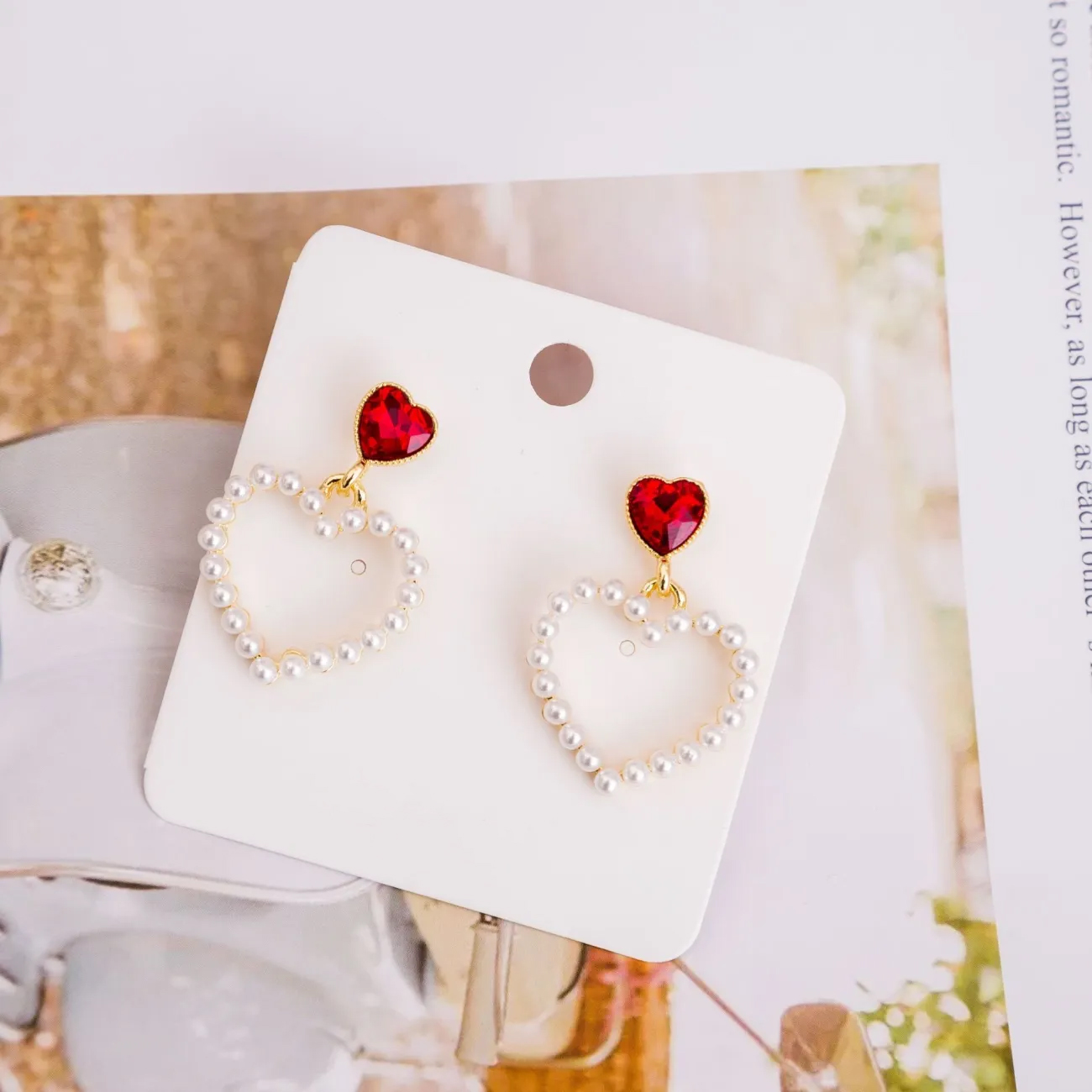 

Designers Earrings charms Fashion sweet peach heart Pearl Earrings Vintage Reds Net red love earring earringes
