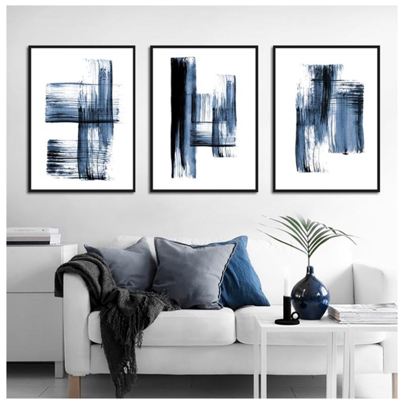 

Paintings Abstract Minimalist Poster Blue Graffiti Casual Simple Print Canvas Picture For Living Room Study Decor Color Customized
