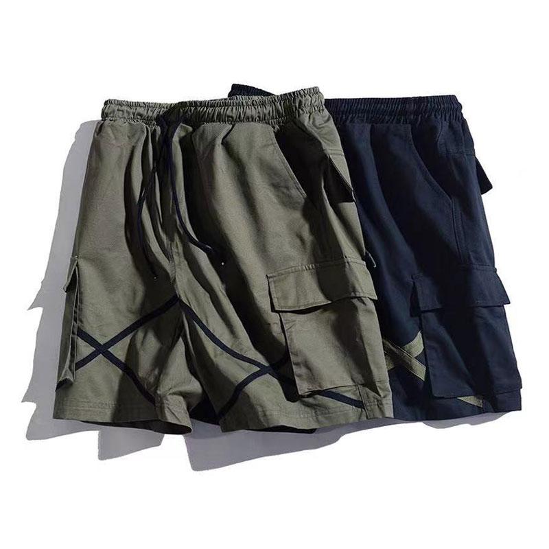 

Men's Shorts Men Fashion Multi-Pockets Short Pants Harajuku Cotton Sports Beach For Male Casual Knee-length Loose TrousersMen's, Black