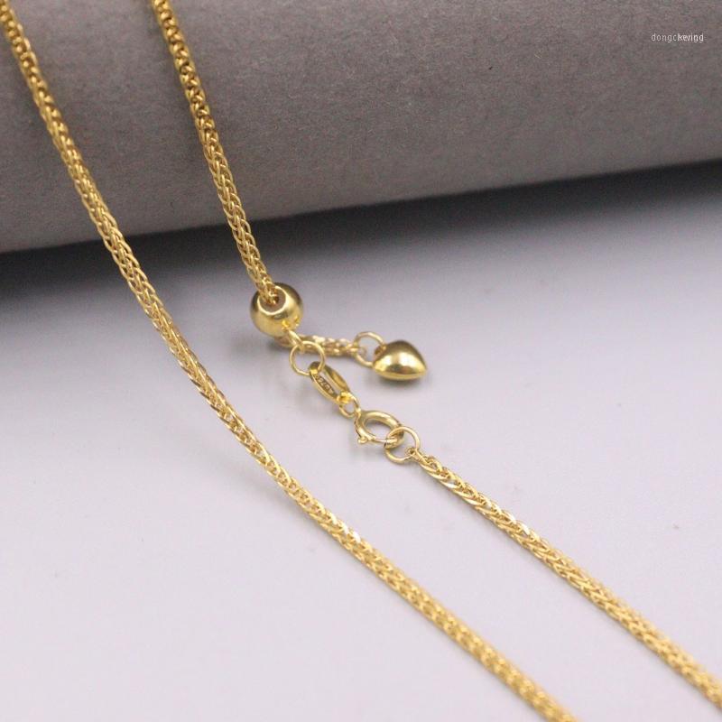 

Chains Au750 Real 18K Yellow Gold Chain Neckalce For Women Female 1.2mm Shiny Wheat Choker Necklace 18'L Gift
