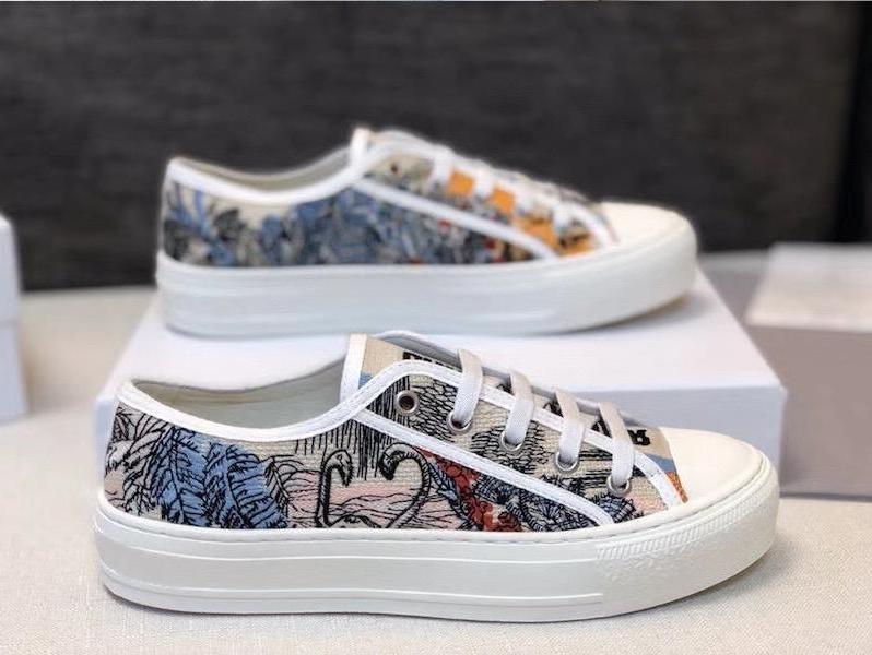 

Designer WALK n canvas Lace up Oblique Embroidery Low Platform Men Women 35-42, Color