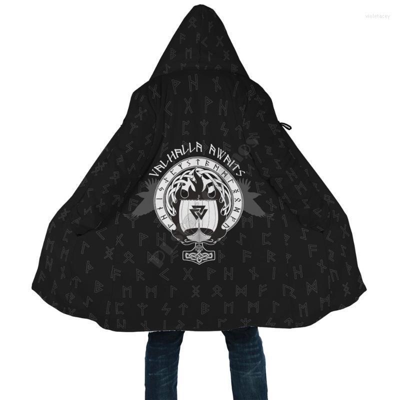 

Men' Wool & Blends Viking Style Drakkar Cloak 3D All Over Printed Hoodie Men Women Winter Fleece Wind Breaker Warm 02 Viol22