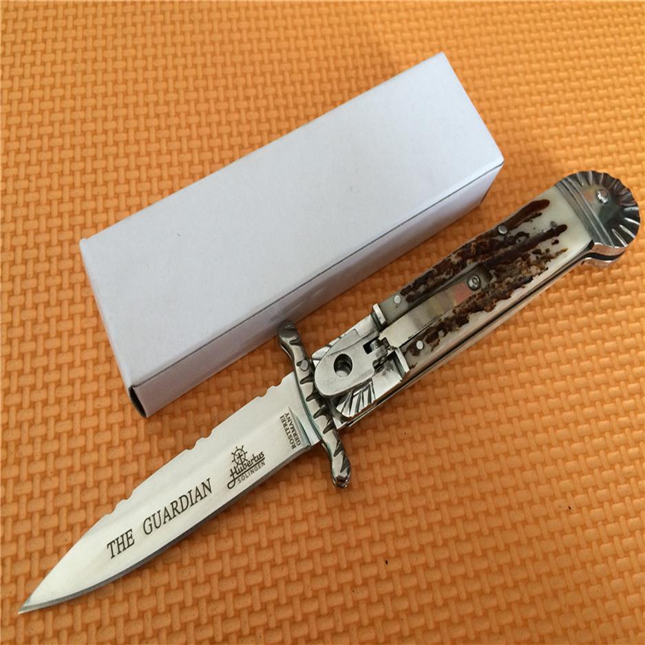 

The edtion Hubertus Italy The GUARDIAN Swing Guard Swing Guard with Acrylic stag polish finish blade Folding knife knives203y