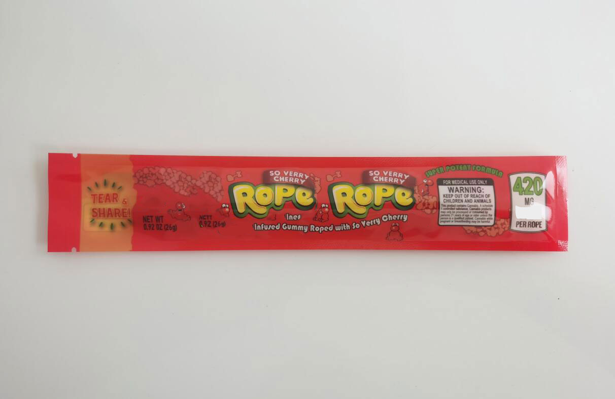 

Millions ROPE dope edible plastic packaging bags ap ple cola strawberry bubblegum blackcurrant mylar package 400mg 600mg 420mg