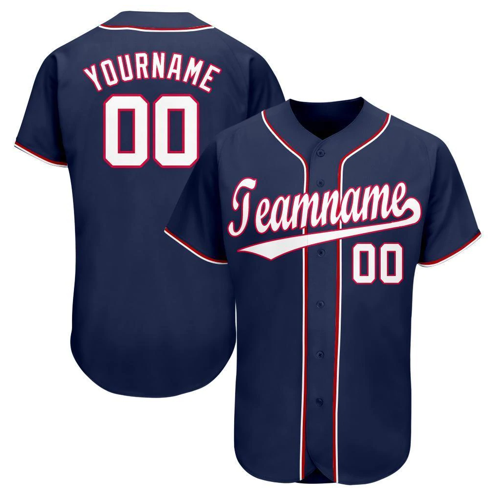 

Custom Navy White-Red Baseball Jersey 2121, Women size s-xxl