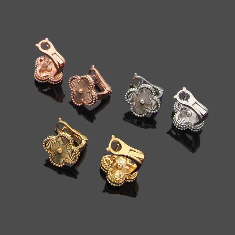 

Luxury Designer Earrings Screw Back Four-leaf Clover Cleef Earrings Womens Fashion 18K Gold Earring Jewelry