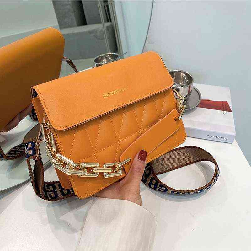 

HBP Evening Bags Embroidery Yarn Wide Band Crossbody for Women Diamond Grid Pu Shoulder Ladies Small Square Purses and Handbags 220727, Yellow bag
