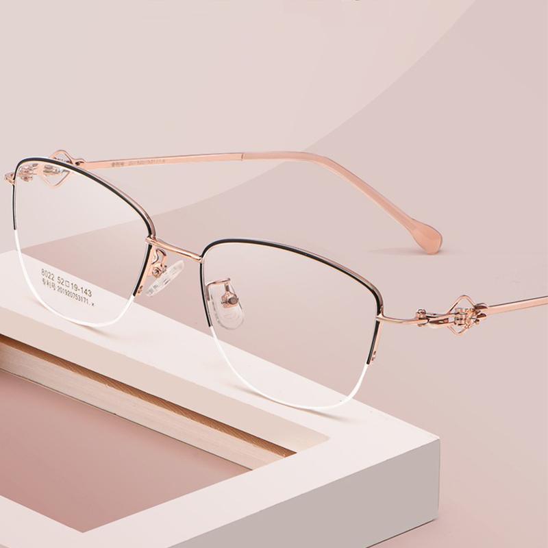 

Sunglasses Retro Frame Women Ultralight Alloy Optical Fashion Half FrameSunglasses