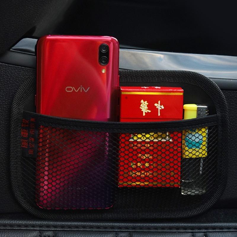 

Car Organizer 1PCS Net Bag Phone Holder Pocket Black Universal Seat Side Back Storage