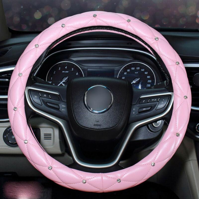 

Steering Wheel Covers 15Inch Cover 38cm Accessories Crystal Diamond Decor Non-Slip W/ RhinestoneSteering