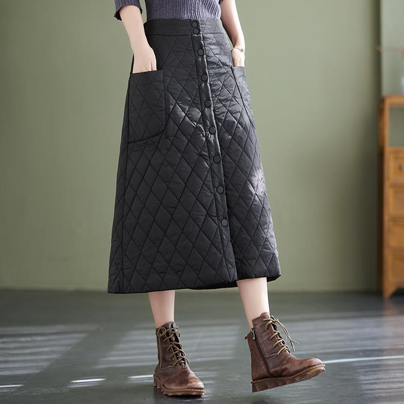 

Arrival Padded Cotton Autumn Winter Skirts -4xl High Waist Office Lady Work Midi Women Casual, Black