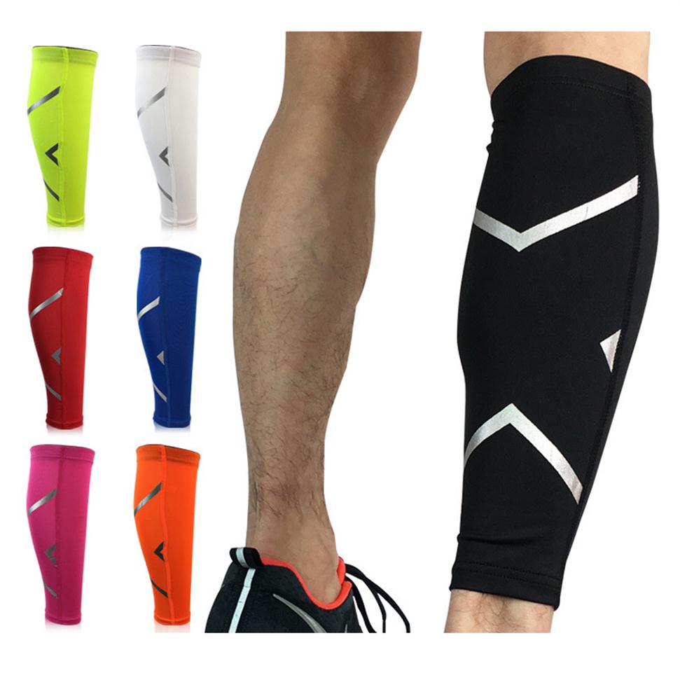 

New Antiskid Sports Compression Leg Sleeve Basketball Football Calf Support Running Shin Guard Cycling Leg Warmers UV Protection231E, Red