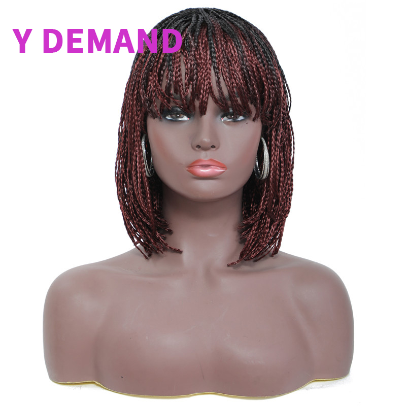 

Newest Fashion Short BOB Black Wavy Hair Afro Wig Simulation Brazilian Human Hair Wigs, Mix color