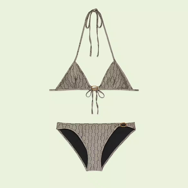 

Letter Printed Women Swimwear Textile Sexy Backless Ladies Bikini Set Summer Low Waist Swimsuit for Female, As pic