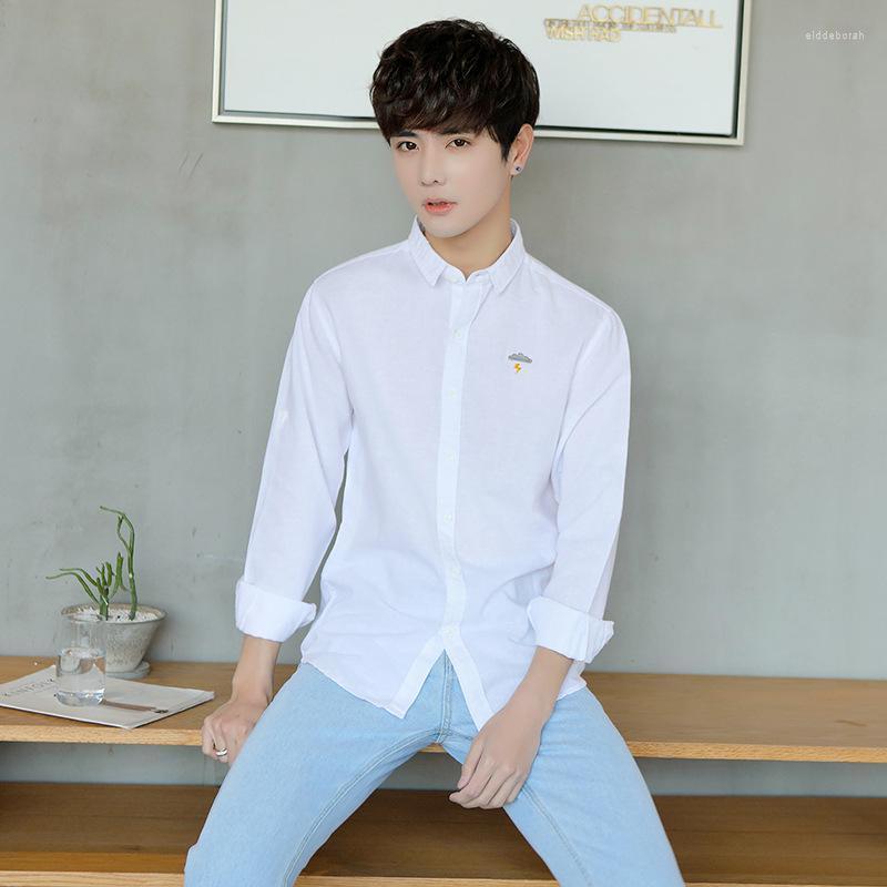 

Men's Casual Shirts Linen Shirt Cartoon Mens Embroidered Weather White Slim Fit Long Sleeve Turn-down Collar Soft ShirtsMen's Eldd22, Light blue lightning