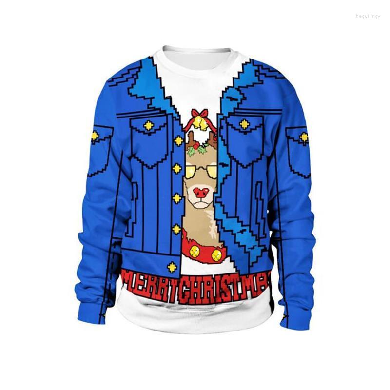 

Men's Sweaters Men Women Reindeer Ugly Christmas Sweater Novelty 3D Funny Printed Xmas Crew Neck Sweatshirt Couple Pullover Jumpers Begu22, Sb102-039