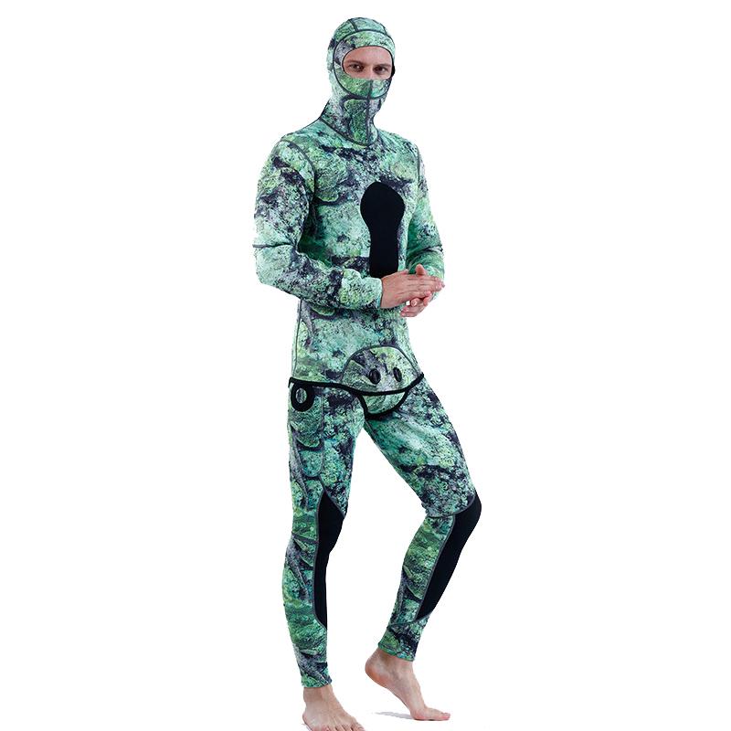 

Women' Swimwear 3mm Men Neoprene Wetsuit For Swimming Spearfishing Diving Suit With Hood Rubber Keep Warm Winter SwimsuitWomen, My074 2pcs set