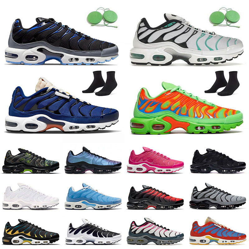 

Tn 2022 Running Plus Tns Shoes Hyper Jade Triple White Oreo Bred Terrascape Midnight Navy Sports Designer Sneakers Men Women Pink Prim Trainers Spray paint Jogging, 40-46 shattered ice black