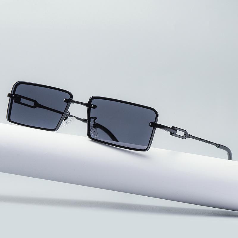 

Sunglasses Fashion Rimless Rectangular Ladies Men Well-Known Designer Alloy Glasses Gradient Color Lens UV400Sunglasses