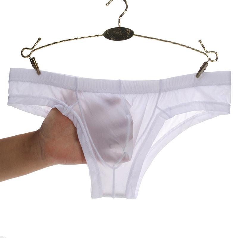 

Underpants Transparent Mesh Thong Men's Sexy Underwear Gay Man Bulge Pouch Briefs Panties Mans Exotic Lingerie Male Low-Waist Underpants, Black