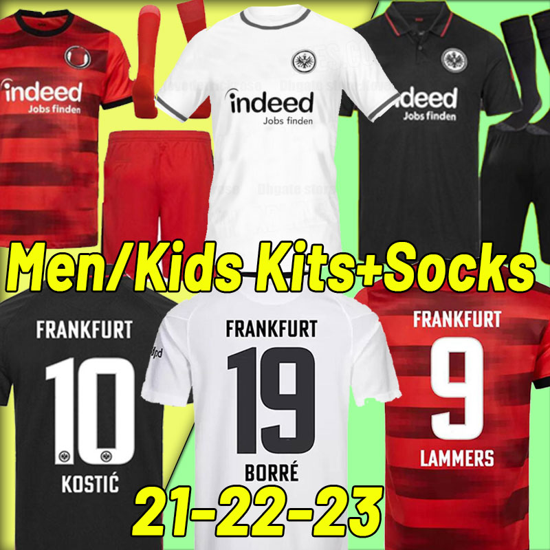 

2021 2022 2023 Eintracht Frankfurt KOSTIC Soccer Jerseys Jovic 21 22 23 Home KAMADA FERNANDES DE GUZMAN Away SILVA men kids Football Uniforms full set socks third, Home+patch