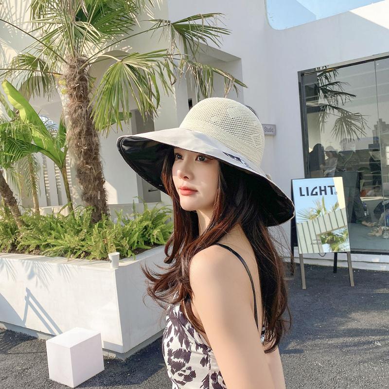 

Wide Brim Hats Empty Roof Summer Bucket Hat Woman Ladies Straw Beach Accessories Sun Visor Hiking CapsWide, Beige