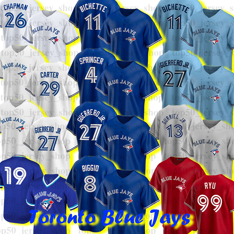 

Blue Jays 27 Vladimir Guerrero Jr 11 Bo Bichette George Springer Toronto Matt Chapman Kevin Gausman Yusei Kikuchi Nate Pearson Cavan Biggio Baseball Jersey Danny Ja, Custom kid cool base
