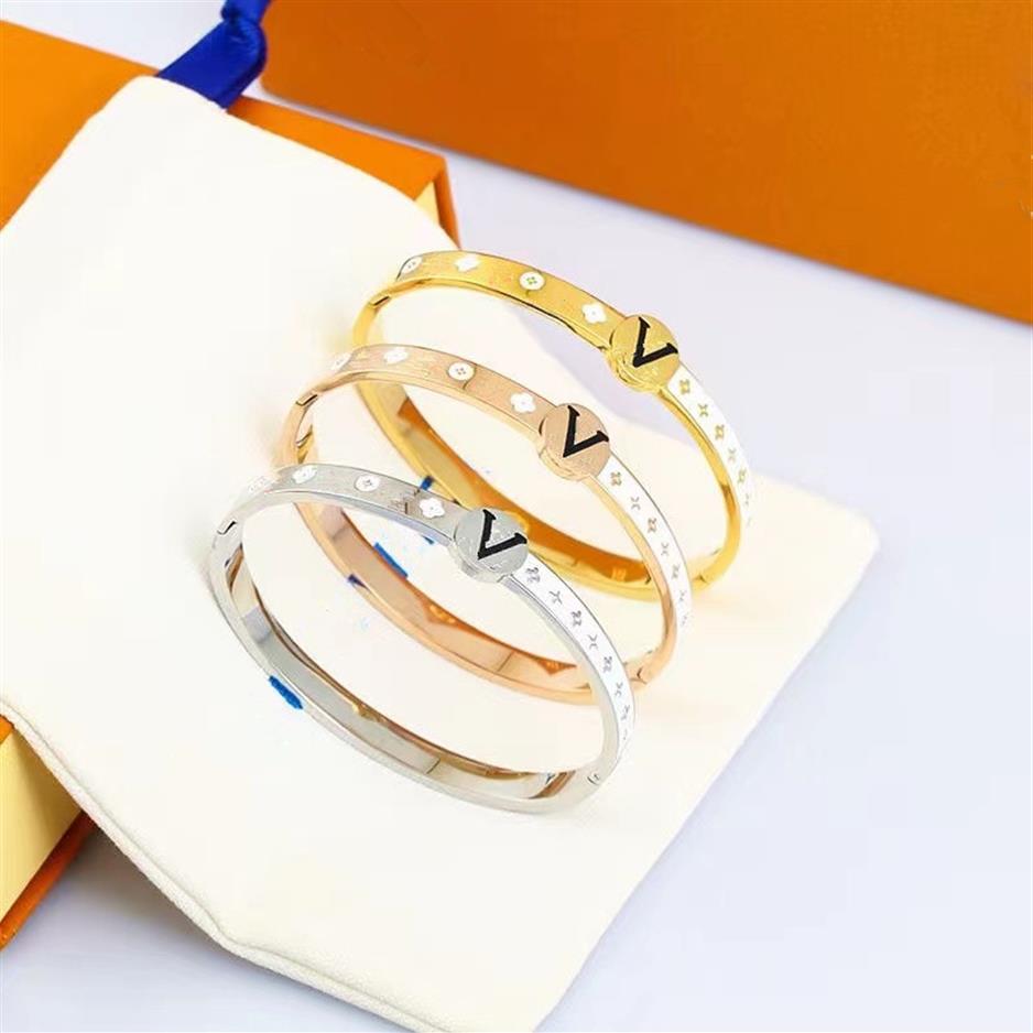 

3 colors Gold Sliver Rose Desginer Women Bangles Size 17 Classic charm Bracelets Bangle Letter Not Fade Bracelet Stainless Steel B2968