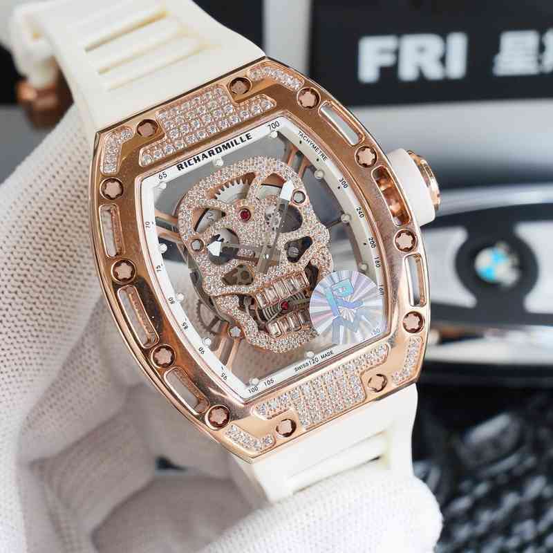 

uxury watch Date Luxury Mens Mechanical Watch Richa Milles Rm052 Swiss Movement Rubber Watchband Wristwatches, Khaki