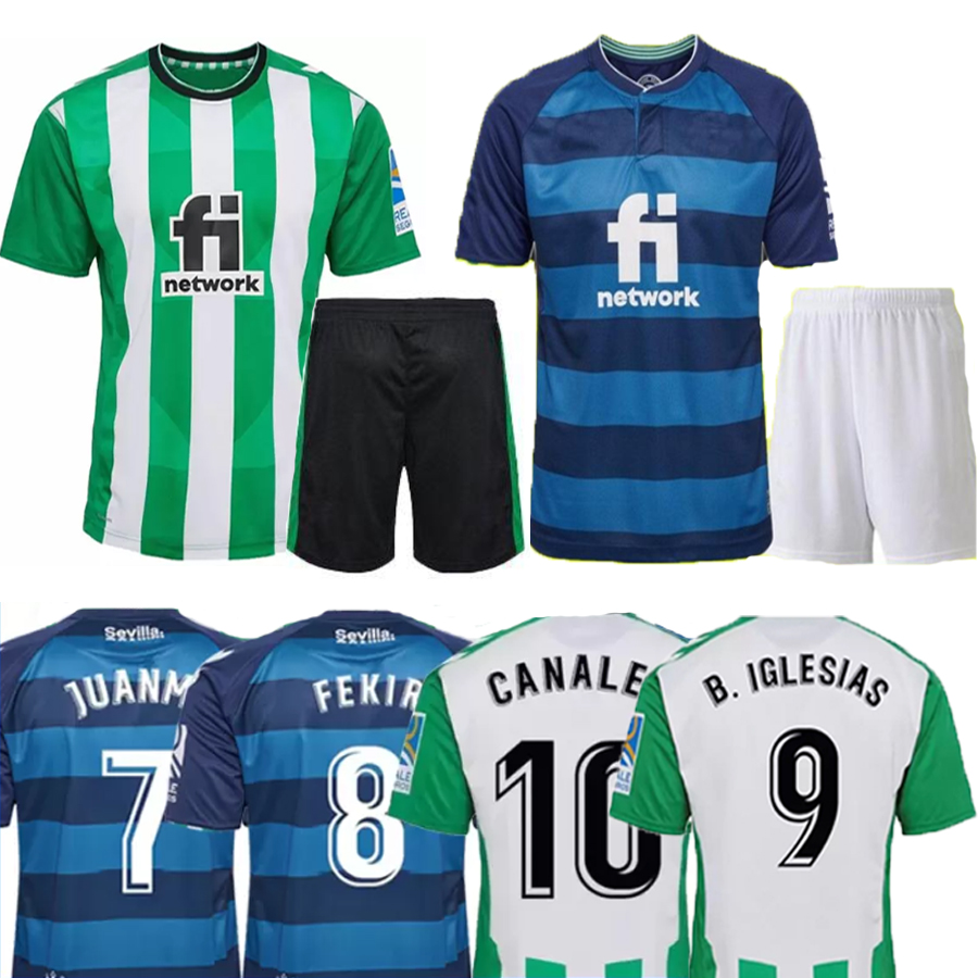

22 23 soccer real Betis Jerseys Copa del Rey home CANALES 2023 FEKIR LOREN JOAQUIN B. IGLESIAS JUANMI GUARDADO special football shirts camiseta de futbol men kids kit, 22 23 blue kit+socks