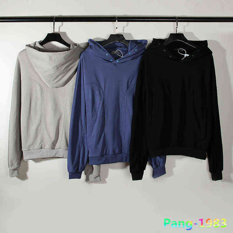 

Oversized Hoodies 2022 Men Women Independent Cut Geometric Sweatshirts Long Sleeve Tops Hoodie Button Hat Male Casual Pullover T220726, Black