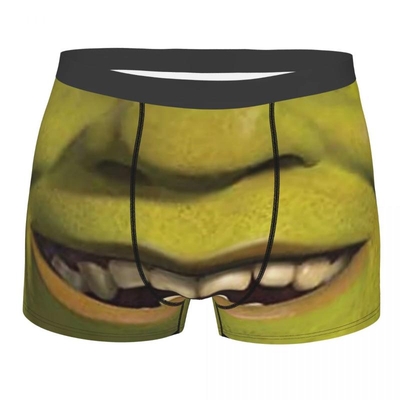 

Men' Shorts Men Shrek Smilling Mask Underwear Funny Boxer Briefs Panties Male Polyester Underpants -XXLMen, Black