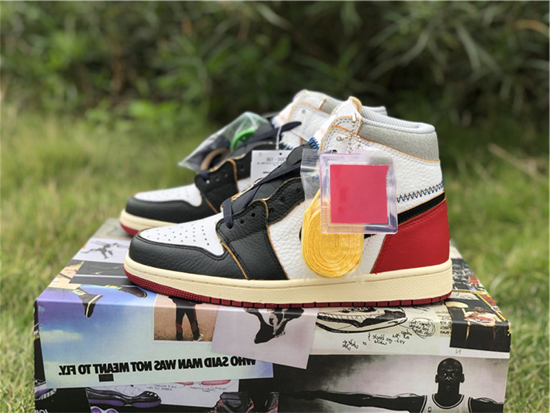 

Shoes Union LA x 1 High OG NRG Basketball Mens Jumpman 1s White Black Varsity Red Sports Sneakers Size US7-13