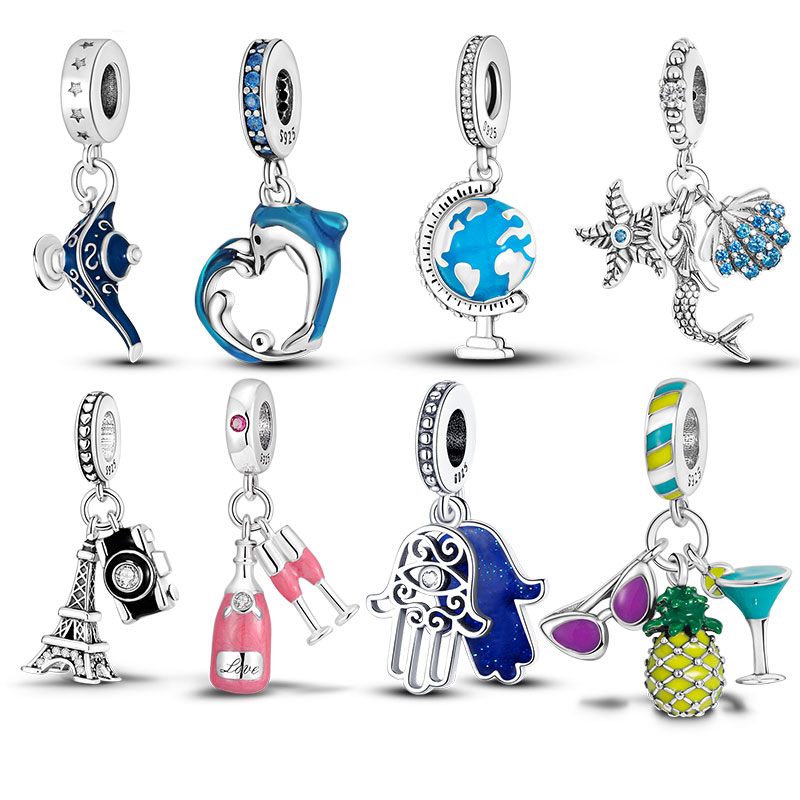 

925 Silver Fit Pandora Charm 925 Bracelet House Car Train Plane Series charms set Pendant DIY Fine Beads Jewelry