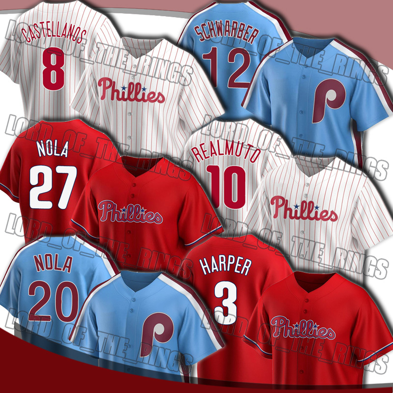 

Custom Bryce Phillies 3 Harper Jersey Nick Castellanos Rhys Hoskins Kyle Schwarber Jerseys Aaron Nola Jean Segura JT Realmuto Didi Gregorius Matt Vierling, Man custom jersey (fcr)