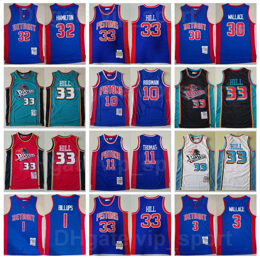 

Mitchell And Ness Basketball Vintage Ben Wallace Jersey 30 Richard Hamilton 32 Isiah Thomas 11 Dennis Rodman 10 Grant Hill 33 Chauncey, 1 blue