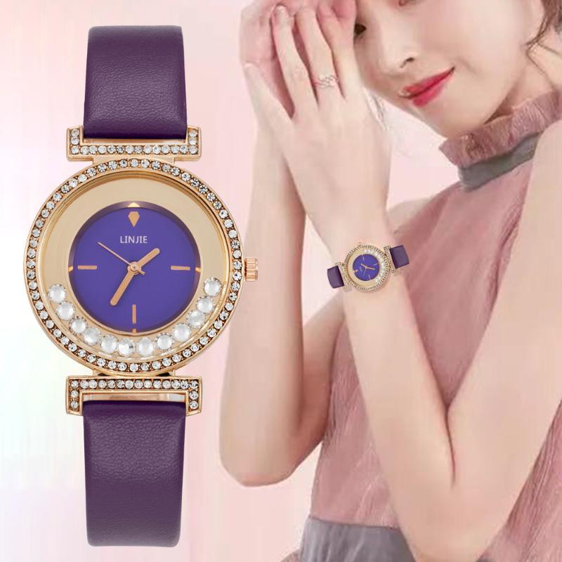 

Wristwatches Luxury Diamond Watches Women Fashion Crystal Quartz Leather Elegant Ladies Female Watch With Creative Gift Clock, Blue