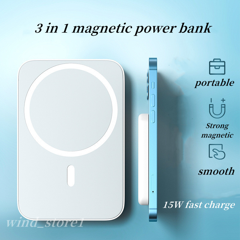 

Strong Magnetic Power Bank Portable 5000mAh Wireless charger for Iphone Mini Mobile Powerbank extenal battery for smartphone fast charge 2